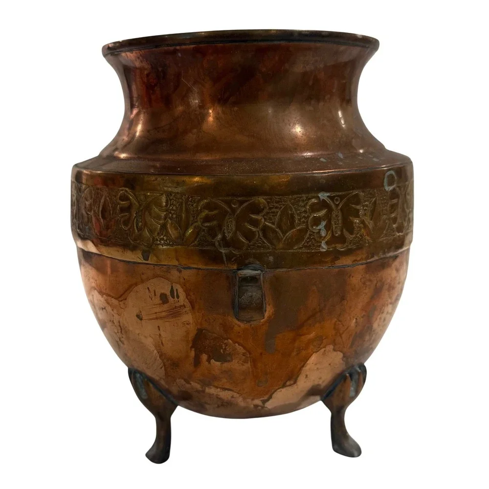 Vtg Bronze Copper Vessel Urn Pot 7